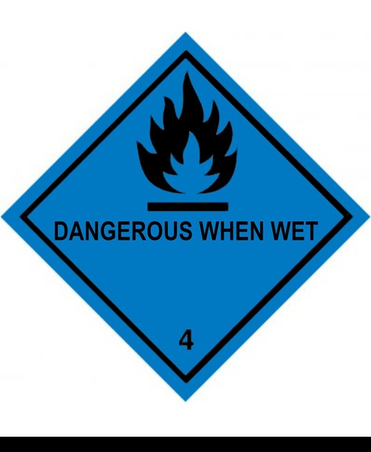 Cartello Trasporto Merci "Dangerous when wet"