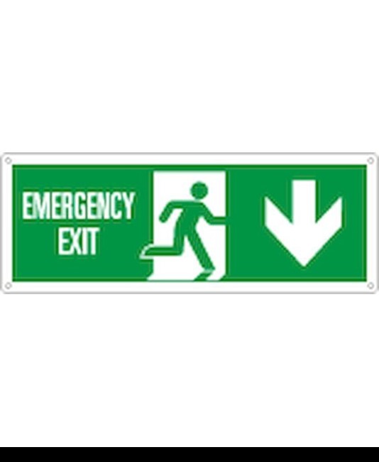 etichette adesive 'emergency exit' con freccia indietro