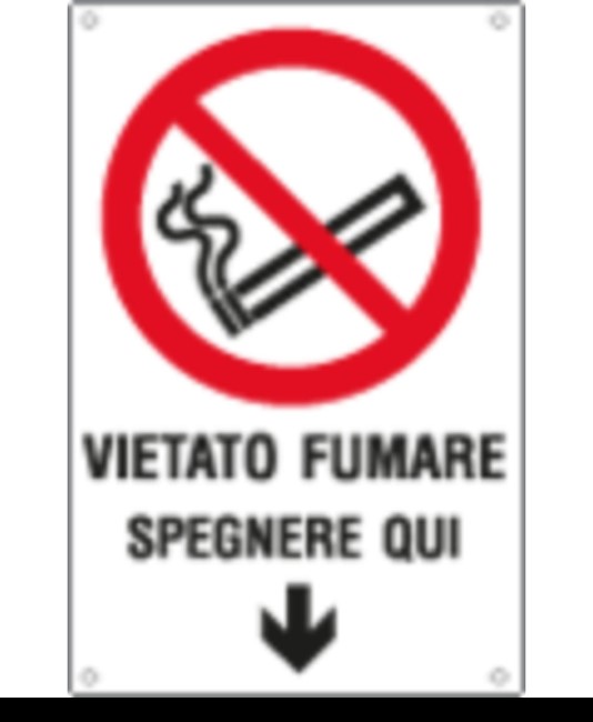 Cartelli di divieto 'vietato fumare spegnere qui'