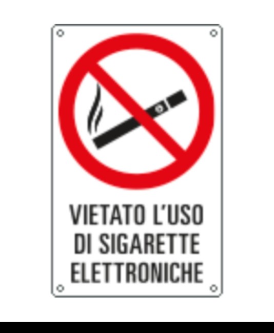 Cartello di divieto 'vietato l'uso di sigarette elettroniche'