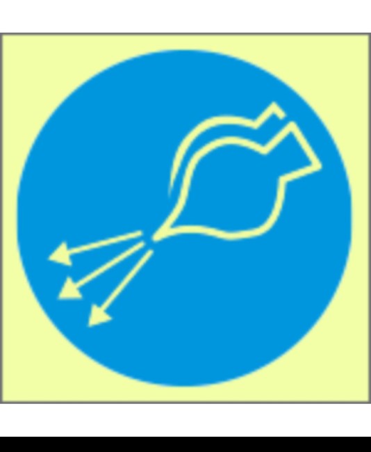 Cartello di obbligo marittimo fotoluminescente con simbolo avviamento aria