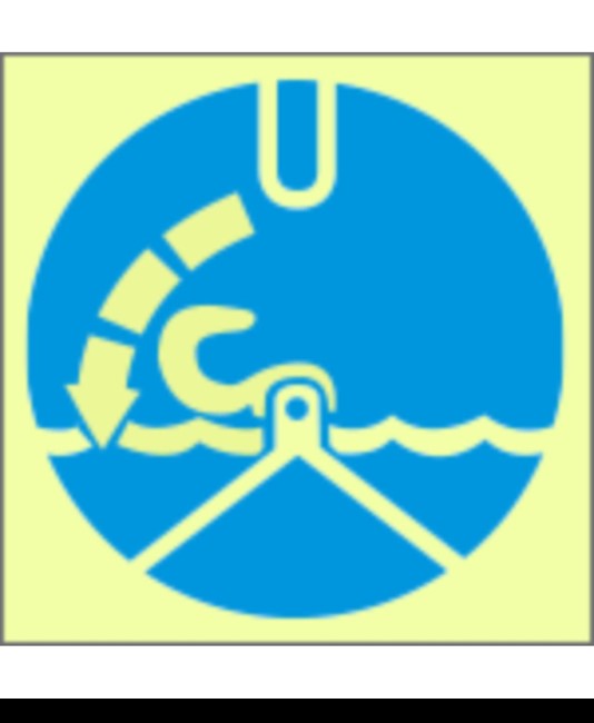 Cartello di obbligo marittimo fotoluminescente simbolo manovra di sgancio