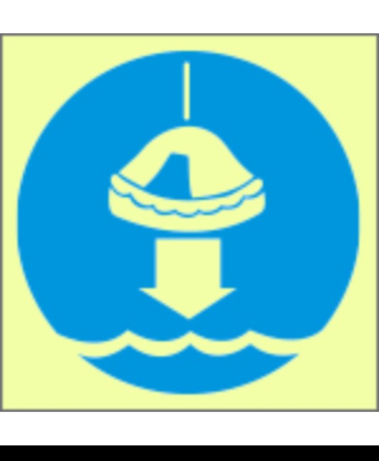 Cartello di obbligo marittimo fotoluminescente simbolo norme zattera di salvataggio