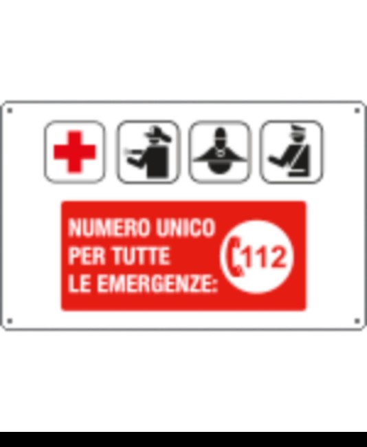 Cartello informativo 'numero unico per tutte le emergenze 112'