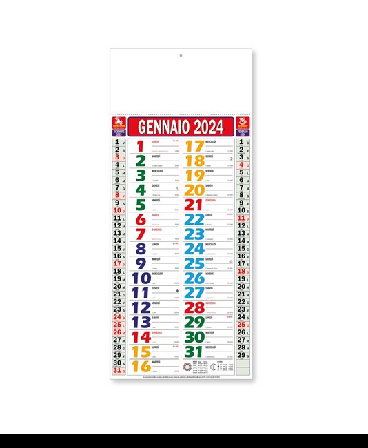 Calendario 2024 da muro mensile, 12 fogli,su cartapatinata, termosaldato Testi in italiano