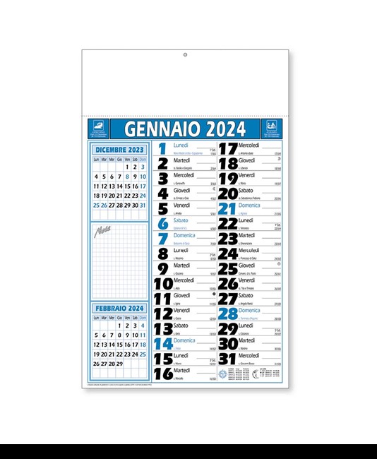 Calendario 2024 da muro mensile, 12 fogli, su cartapatinata,termosaldato Testi in italiano