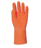 Ingrandisci 12 paia di guanti da lavoro cotone spalmato PVC colore arancio