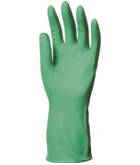 Ingrandisci 10 paia di guanti in nitrile verde di qualità con interno floccato