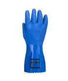 Ingrandisci Guanti di protezione in PVC con palmo sabbiato per presa sicura. Blu.