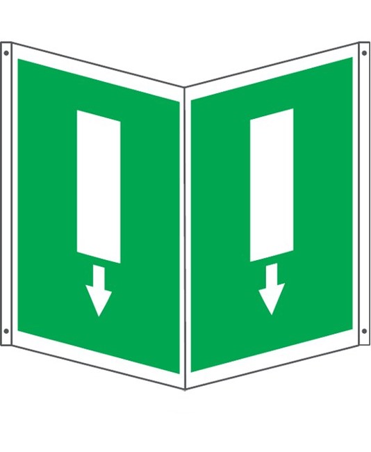 Cartello bifacciale con simbolo 'uscita di emergenza'