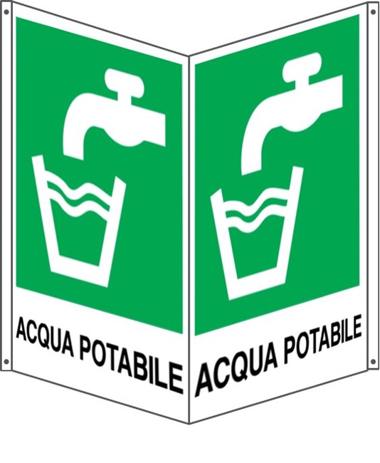 Cartello bifacciale con simbolo 'acqua potabile'