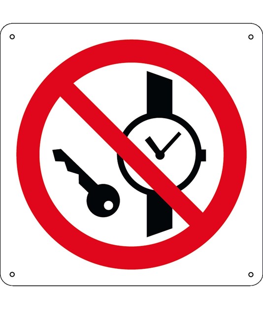 etichette adesive vietato  entrare con orologi ed oggetti metallici