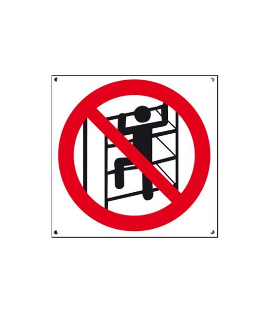 Cartello 'vietato arrampicarsi sugli scaffali'
