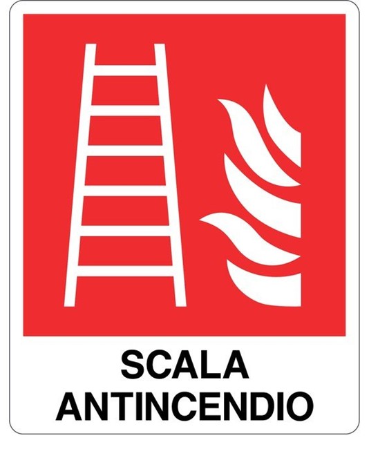 Cartello con scritta 'scala antincendio'