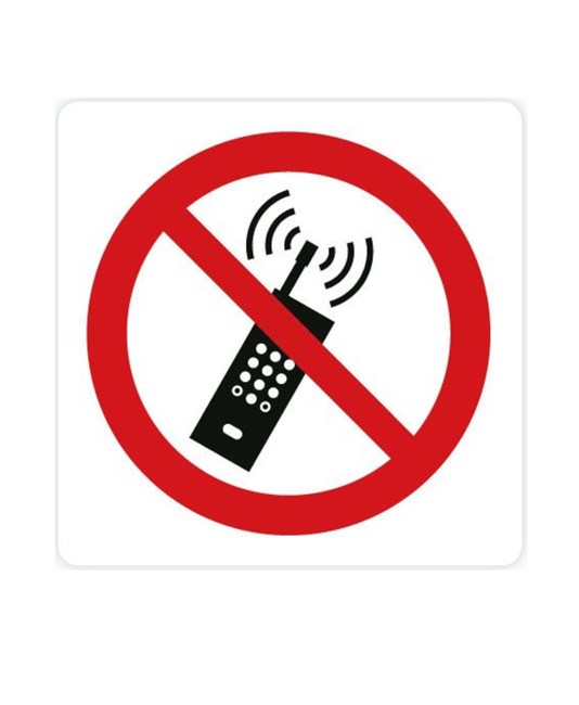 Cartello di divieto 'tenere telefoni accesi solo...'
