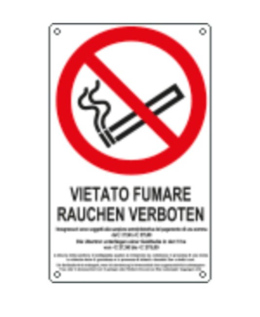 Cartello di divieto 'vietato fumare rauchen verboten'